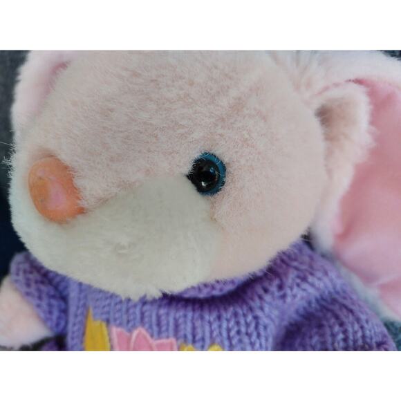 Sugarloaf Bunny Plush Stuffed Animal w/ Purple Knit Sweater & Tulip Flower - Picture 4 of 9